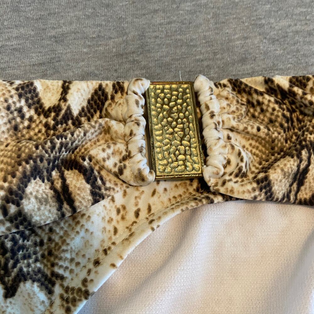 White House Black Market Women's Size Large Brown Cream Snakeskin Swim Bottom - Picture 9 of 9